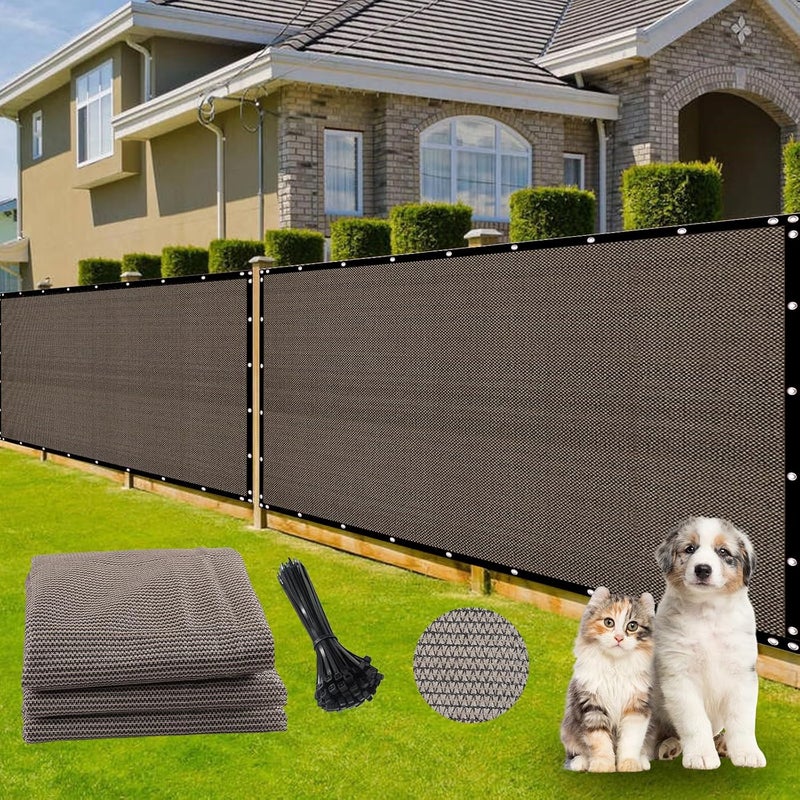 DELLNA Fence Covering Outdoor Privacy Screen for Fence – Fence Privacy Screen for Balcony, Yard, Patio, Garden, Zip Ties Included (Brown, 6x50Ft) - Image 1
